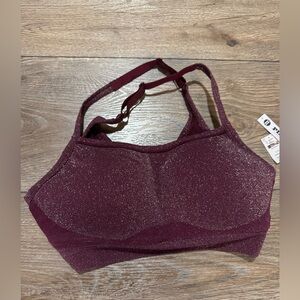 PINK Victoria's Secret Burgundy Berry Sparkle Racerback Bra Size L